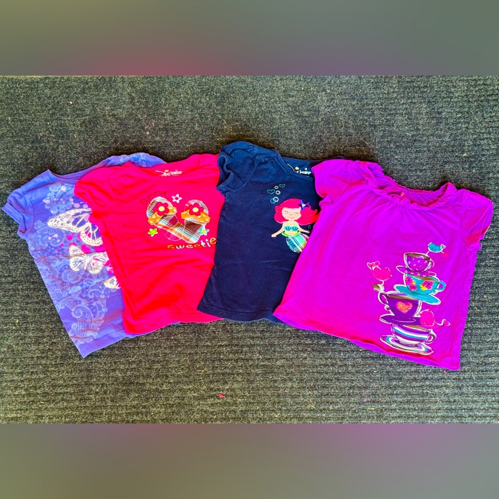 Bundle of Colorful Graphic Kid’s T-Shirts Size 4